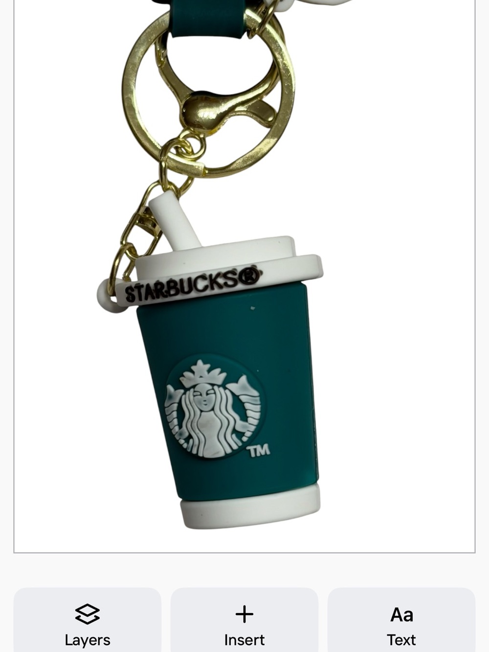 Starbucks Green and White Cup Keychain/ wristlet